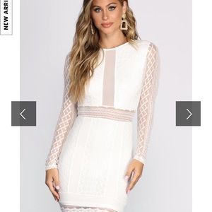 White cocktail long sleeve evening dress